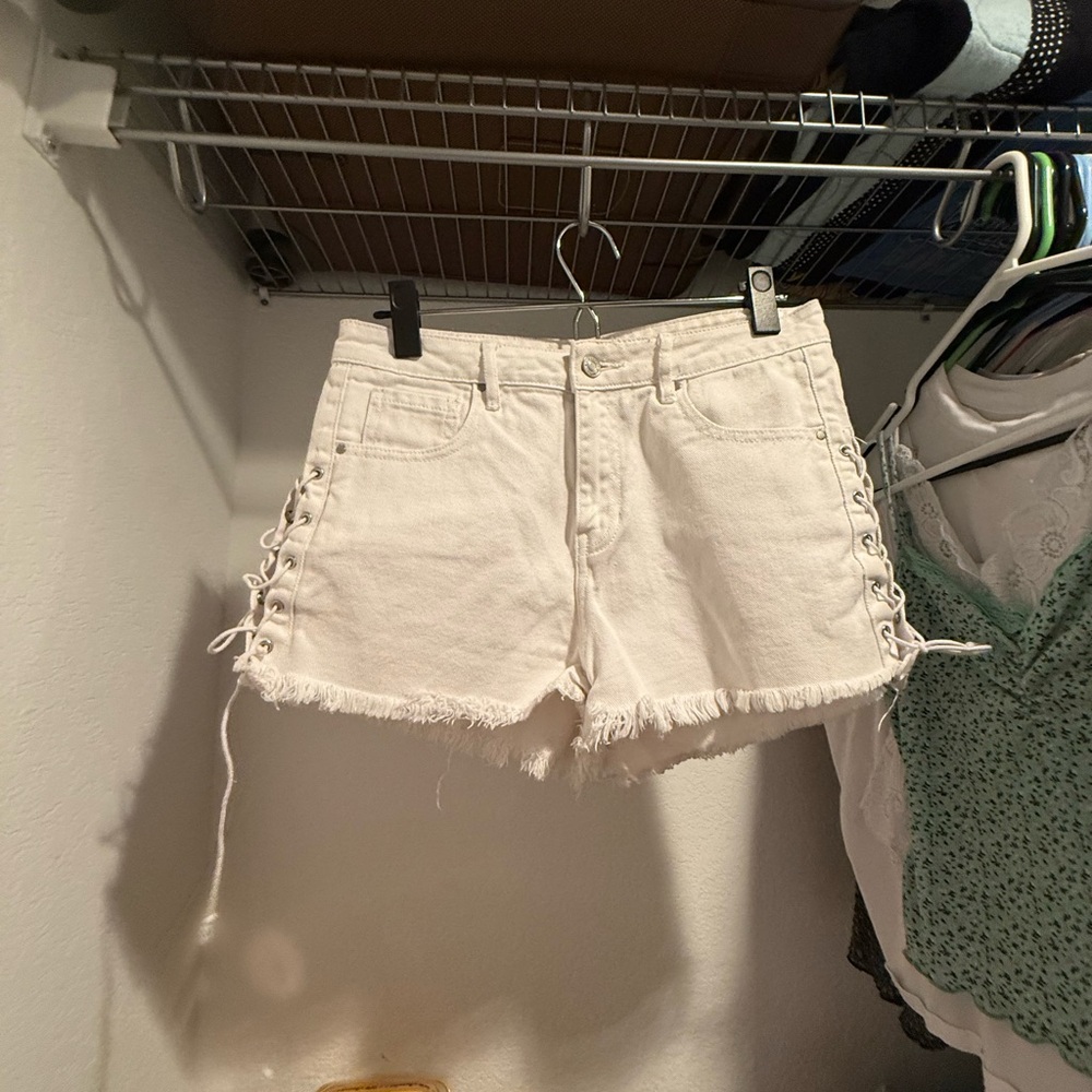 PacSun White Jean Shorts Distressed High-Waisted